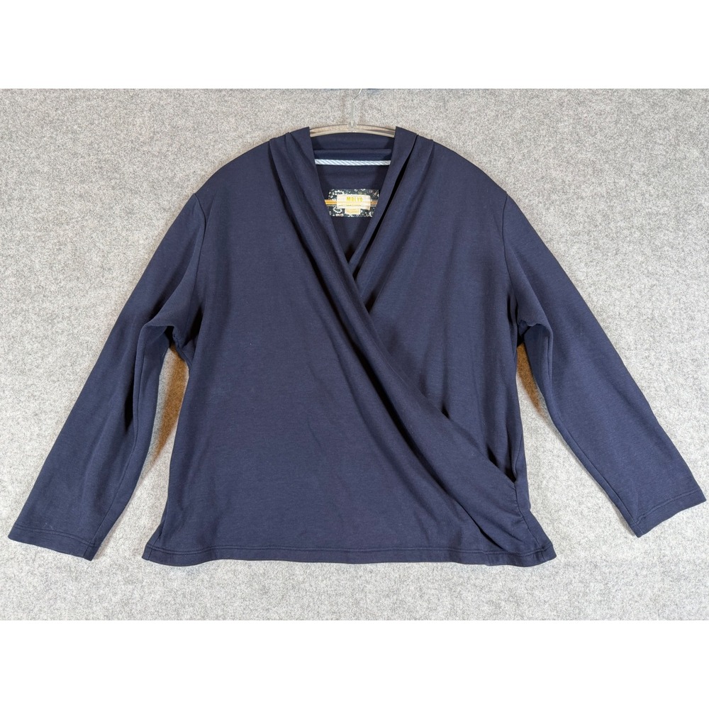 Maeve Anthropologie Wrap Top Womens XL Navy Blue Excellent Surplice Knit Shirt